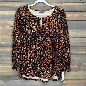 New Democracy Ribbed Keyhole Knit Top Size 1X